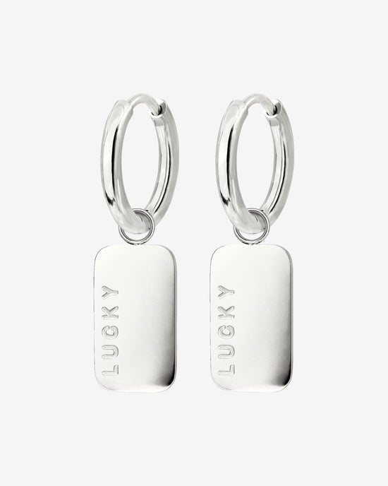 Lucky Pendant Hoop Set Small Silber