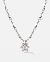 Sparkling Pink Petal Necklace Silber