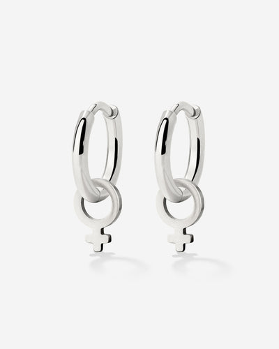 Female Icon Hoop Set Small Silber
