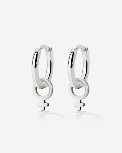 Female Icon Hoop Set Small Silber