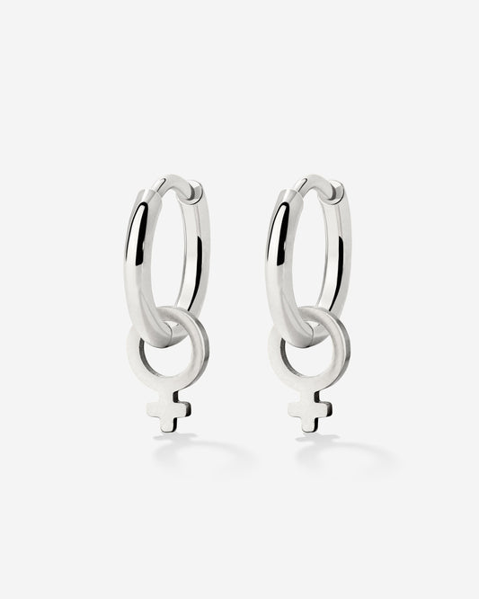 Female Icon Hoop Set Small Silber
