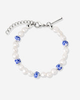 Flower Tile Pearl Bracelet Silber