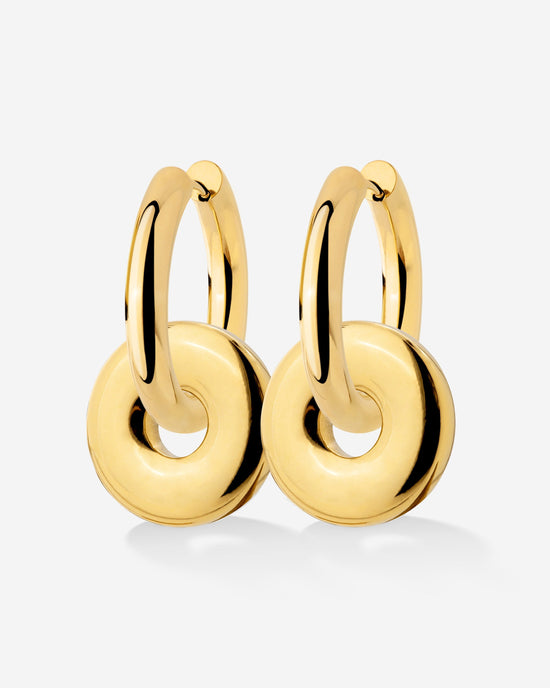 Chunky Sleek Donut Hoop Set Medium Gold
