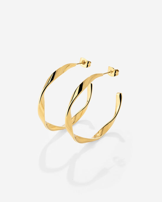 Sahira Hoop Studs Medium Gold