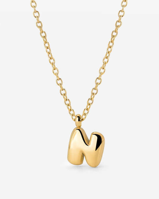 Bubble Letter Necklace Gold