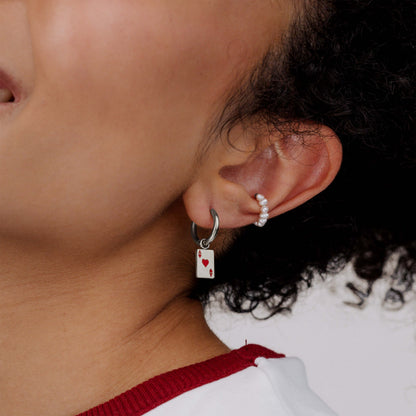 Red Ace Hoop Set Small Silber