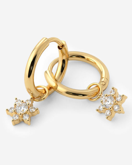 White Petal Hoop Set Small Gold