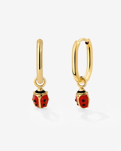 Ladybug Oval Hoop Set Baby Gold