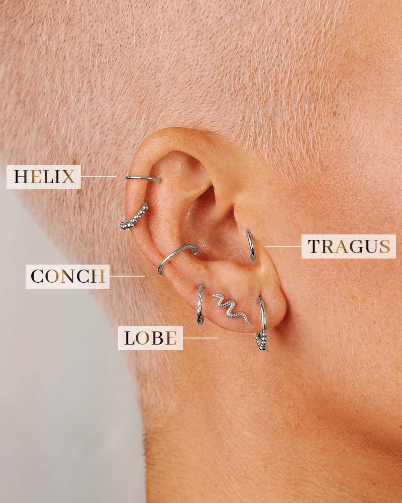 Snake Piercing Silber