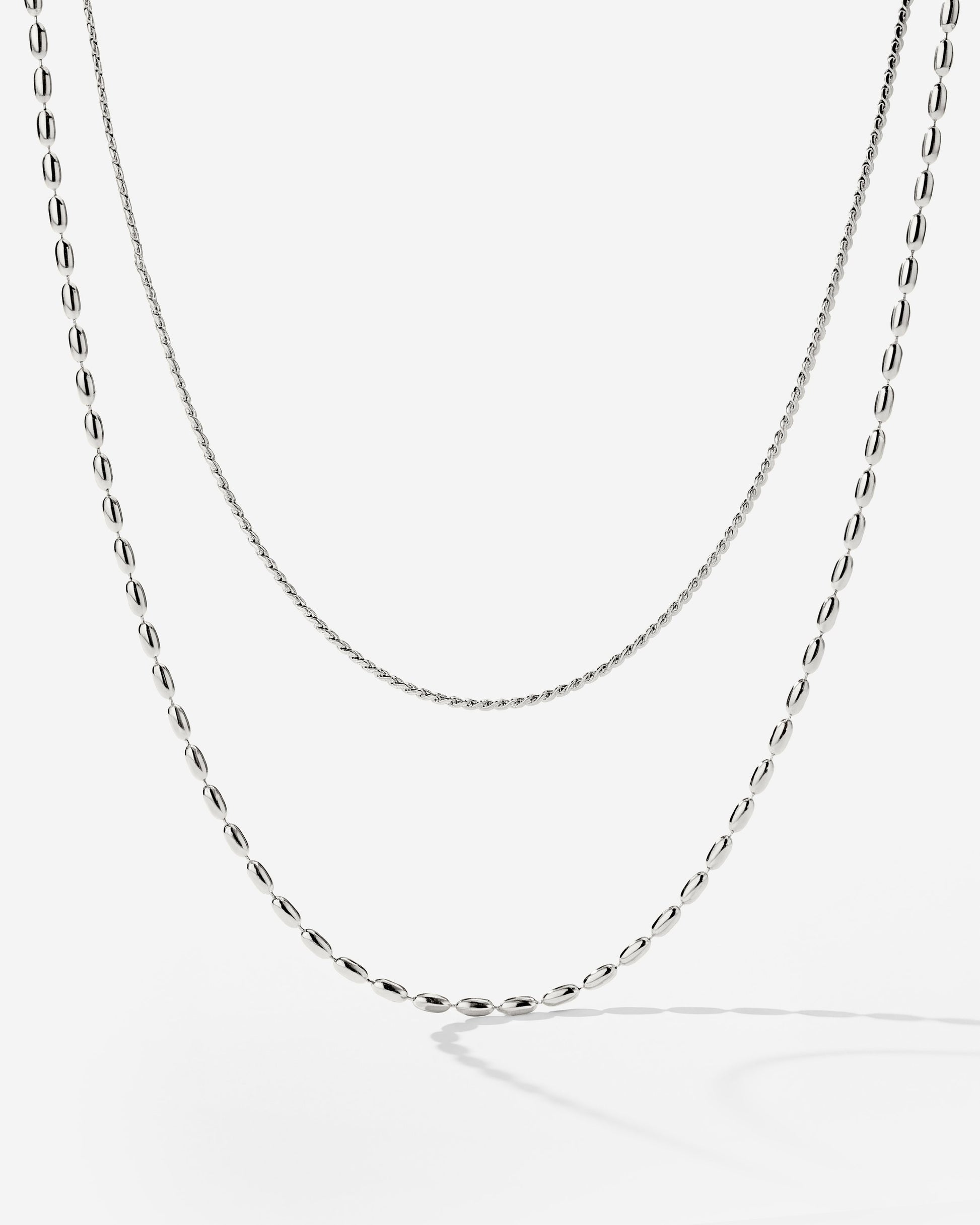 Droplet Double Necklace Silber