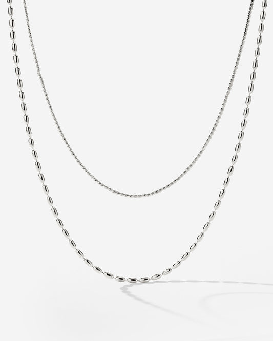 Droplet Double Necklace Silber