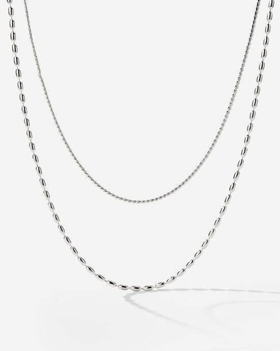 Droplet Double Necklace Silber
