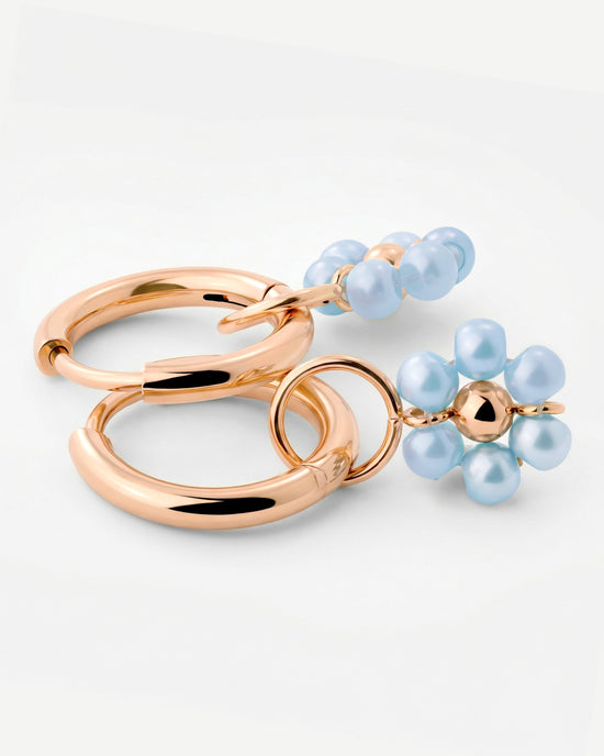 Forever Blue Daisy Hoop Set Small Roségold