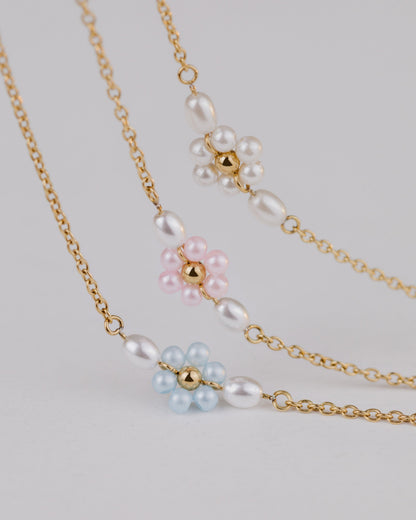 Pretty Pink Daisy Necklace Roségold