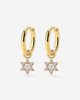 Pink Petal Hoop Set Small Gold