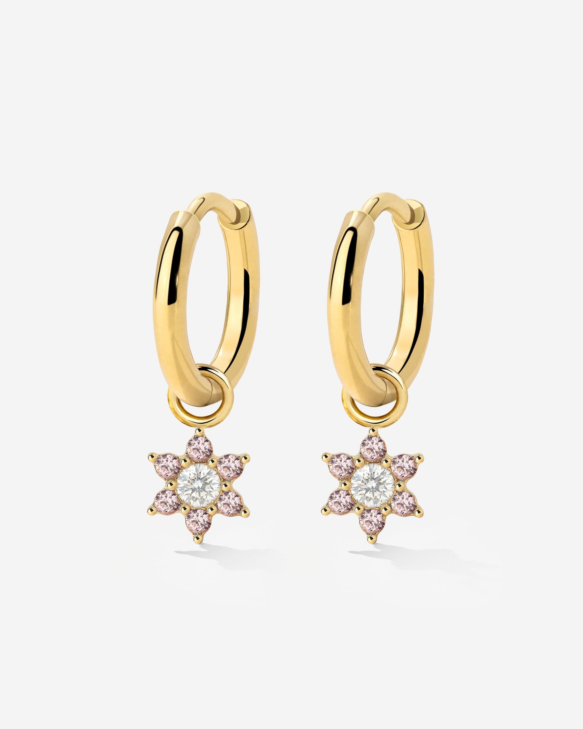 Pink Petal Hoop Set Small Gold