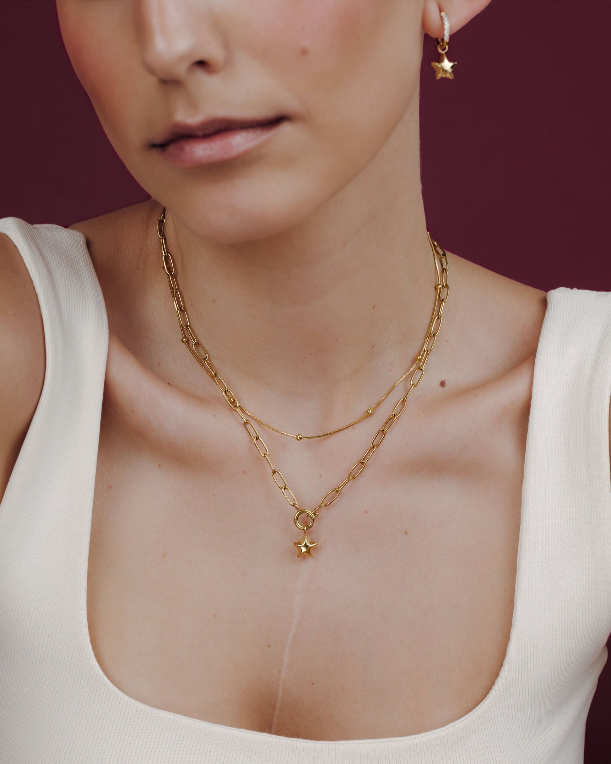 Nova Oval Links Necklace Set Gold