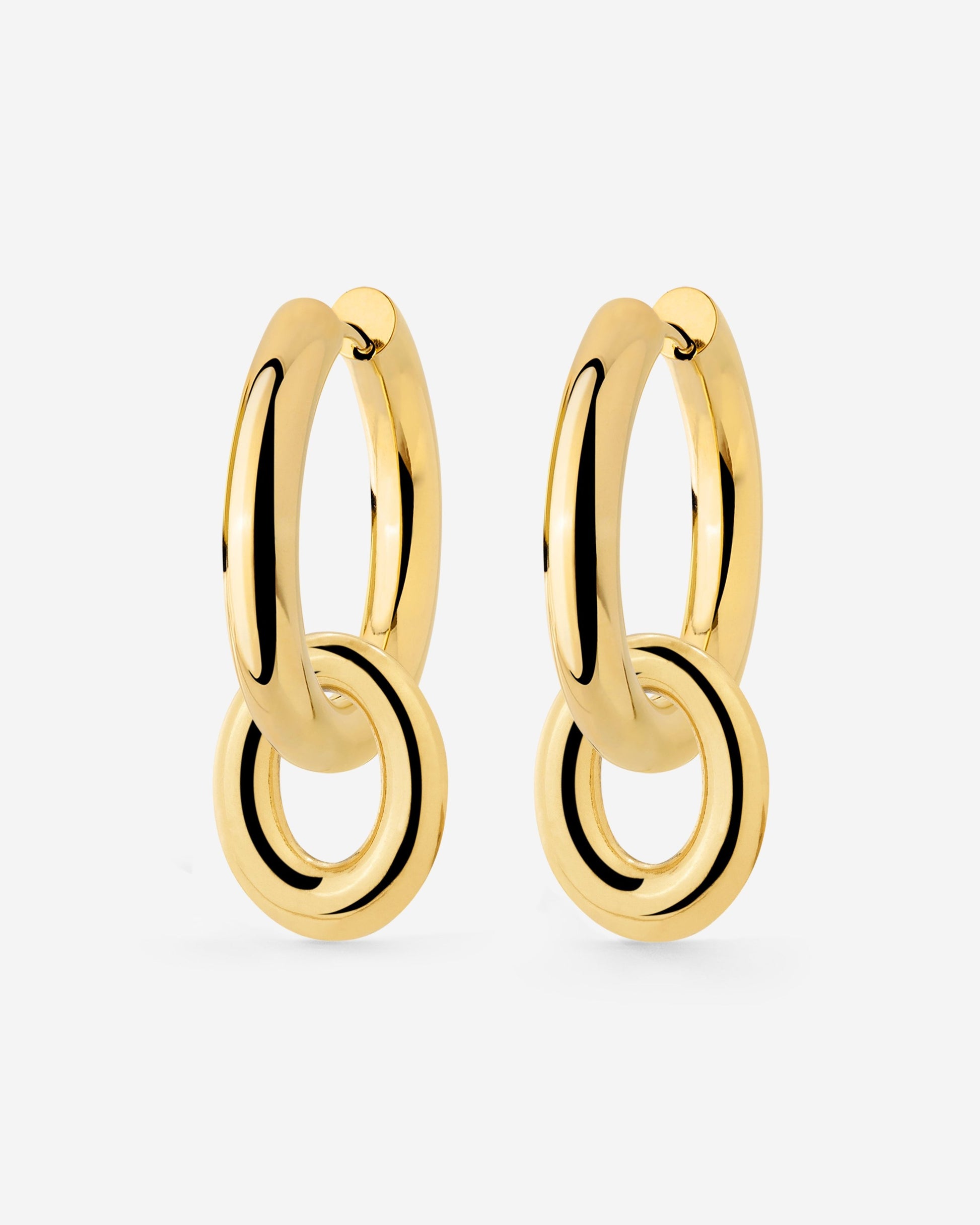 Chunky Oval Donut Hoop Set Medium Gold