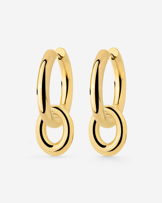 Chunky Oval Donut Hoop Set Medium Gold