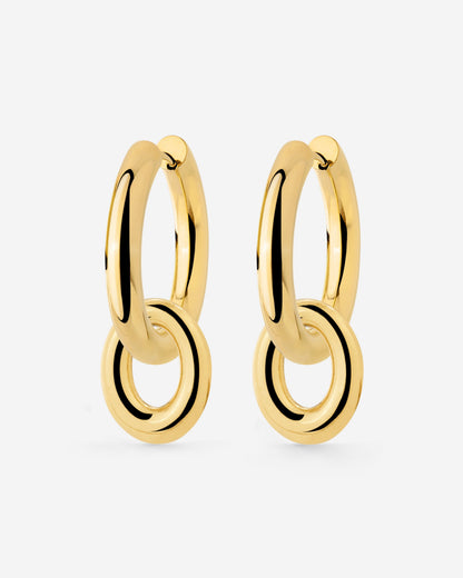 Chunky Oval Donut Hoop Set Medium Gold