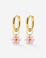 Pretty Pink Daisy Hoop Set Small Gold