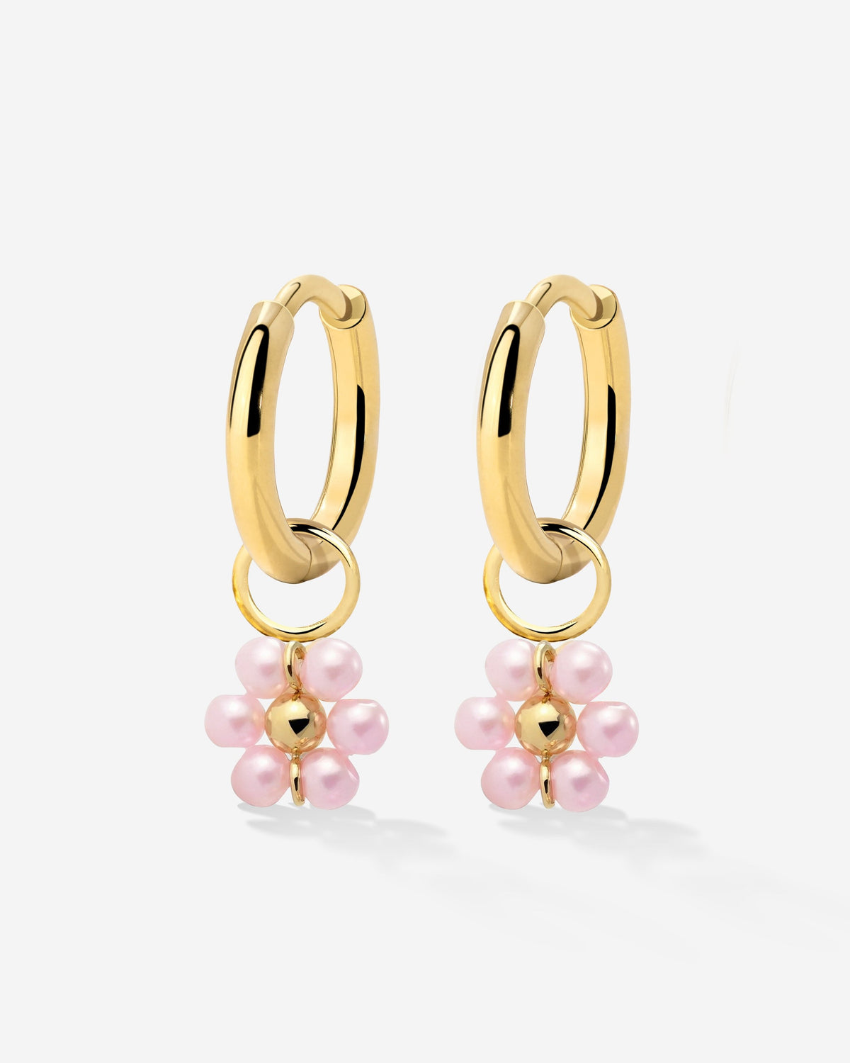 Pretty Pink Daisy Hoop Set Small Gold