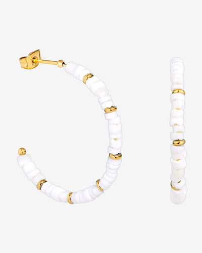 Puka Shell Hoop Studs Gold