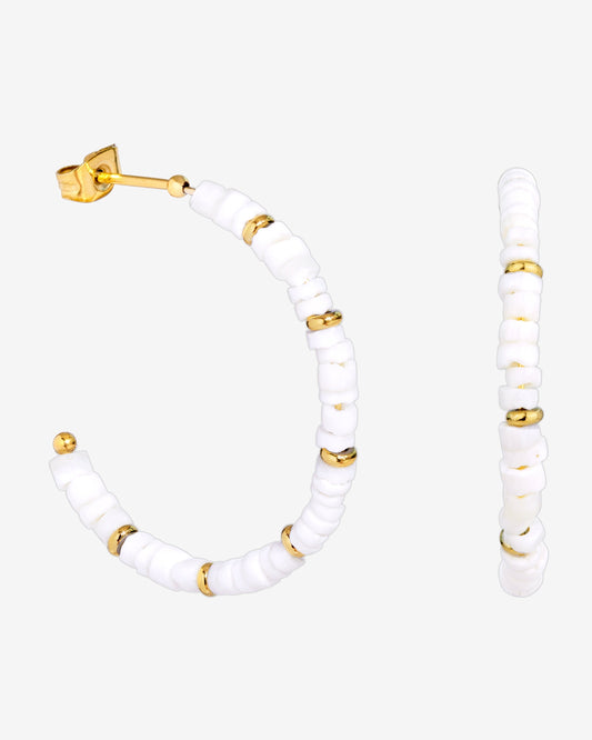 Puka Shell Hoop Studs Gold