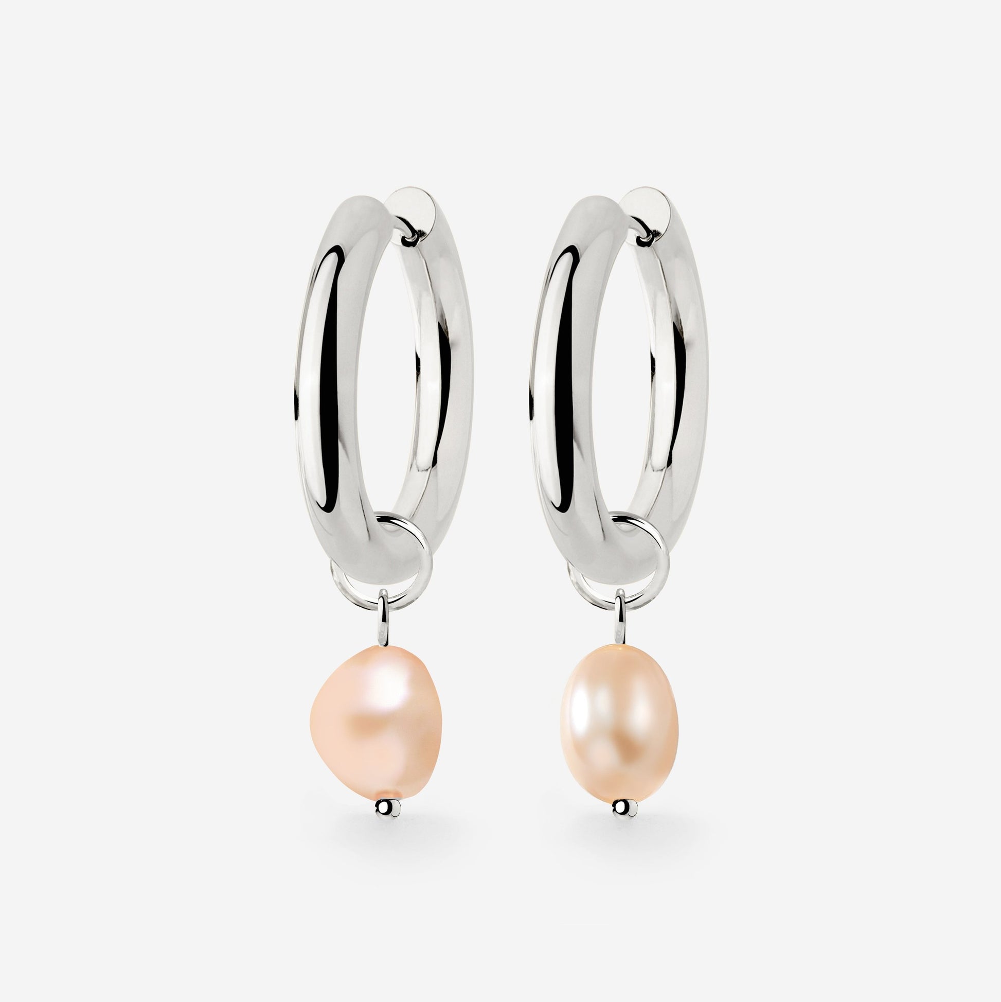 Chunky Perla Rosa Hoop Set Medium Silber
