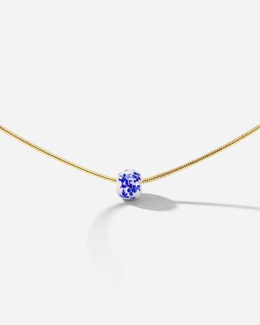 Flower Tile Necklace Gold