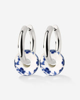 Chunky Flower Tile Hoop Set Medium Silber