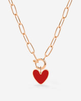 Red Heart Oval Links Necklace Set Roségold
