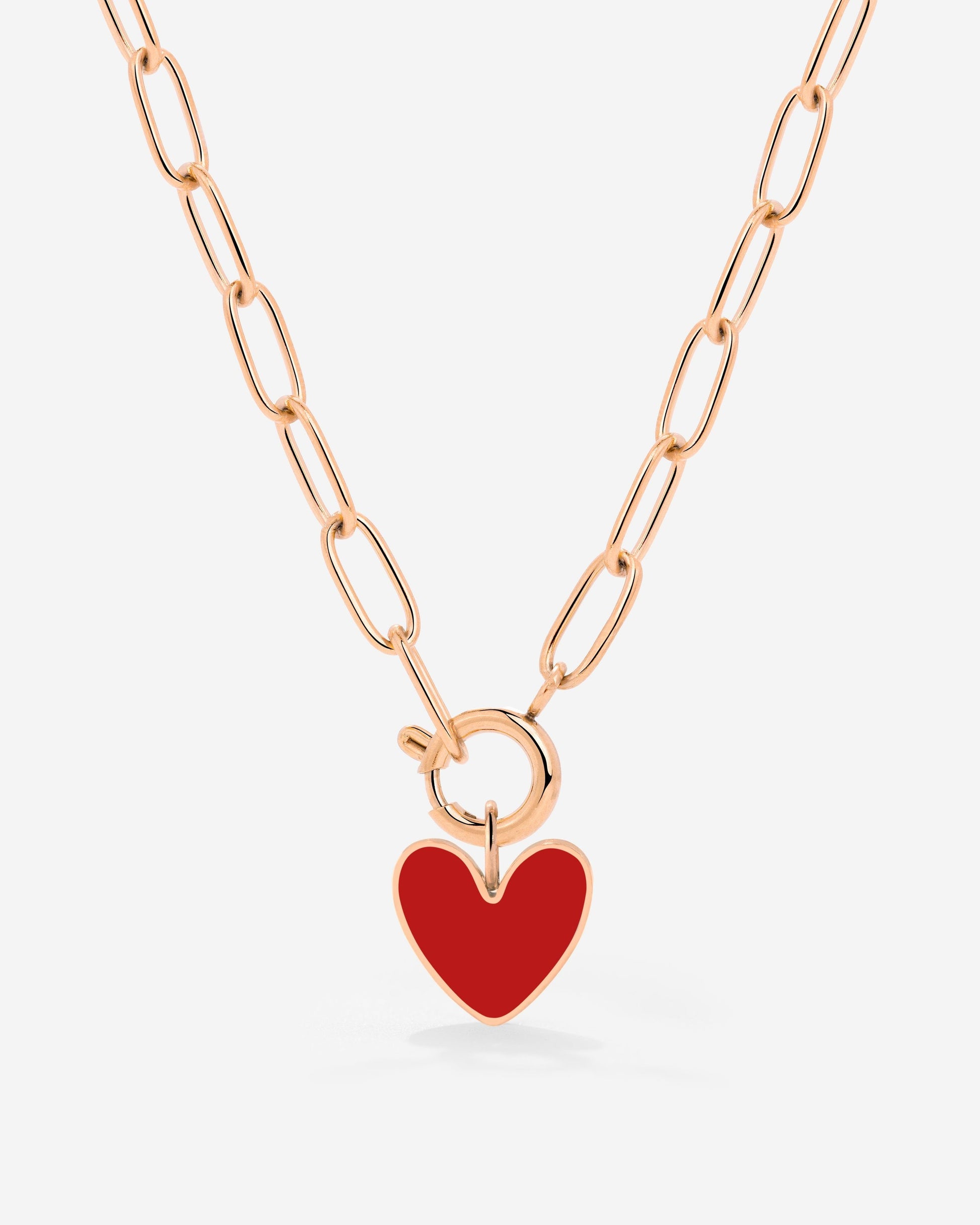 Red Heart Oval Links Necklace Set Roségold