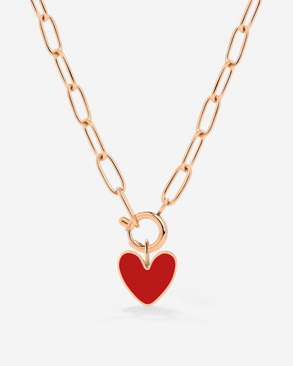 Red Heart Oval Links Necklace Set Roségold