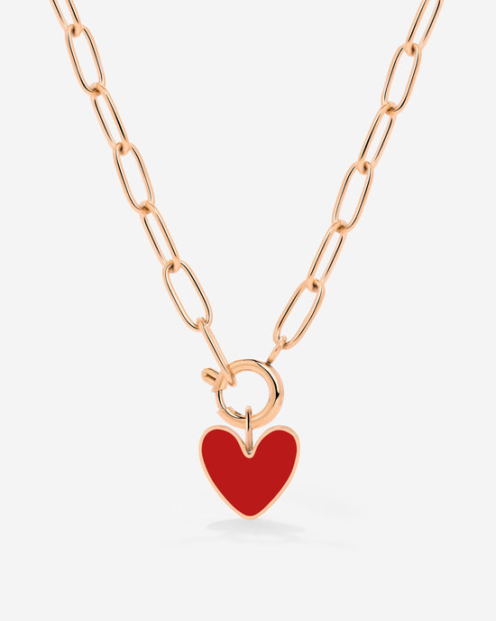 Red Heart Oval Links Necklace Set Roségold