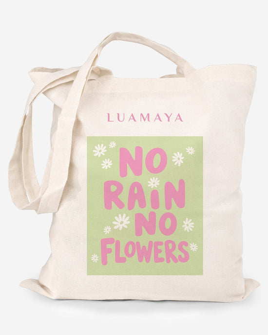 Jutetasche No rain no flowers