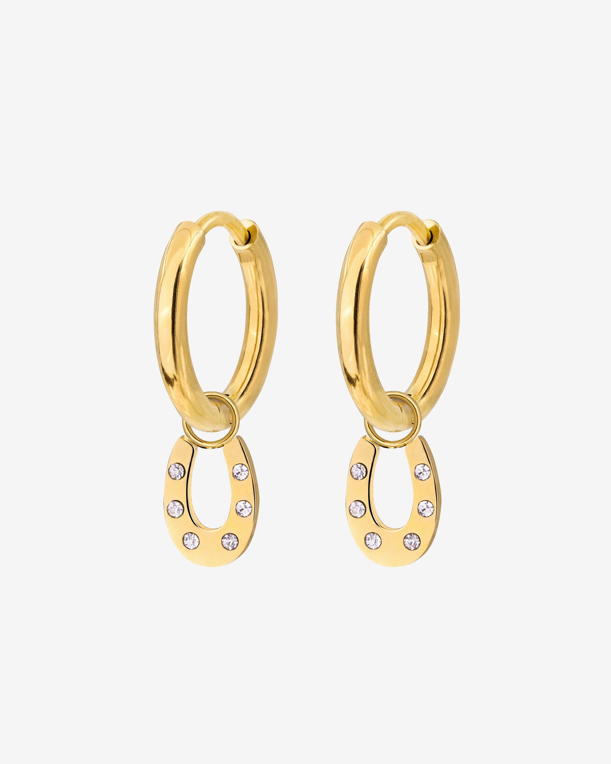 Blinged Horseshoe Hoop Set Small Gold