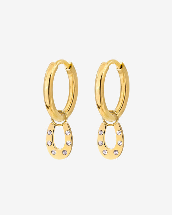Blinged Horseshoe Hoop Set Small Gold