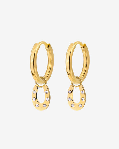 Blinged Horseshoe Hoop Set Small Gold