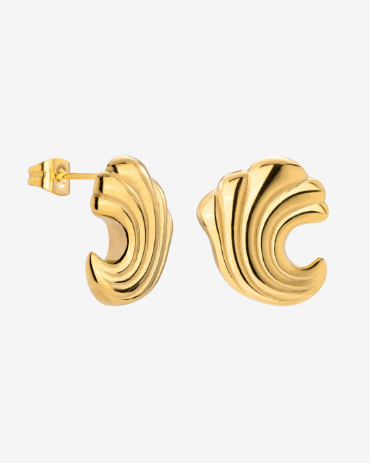 Bold Wave Studs Gold
