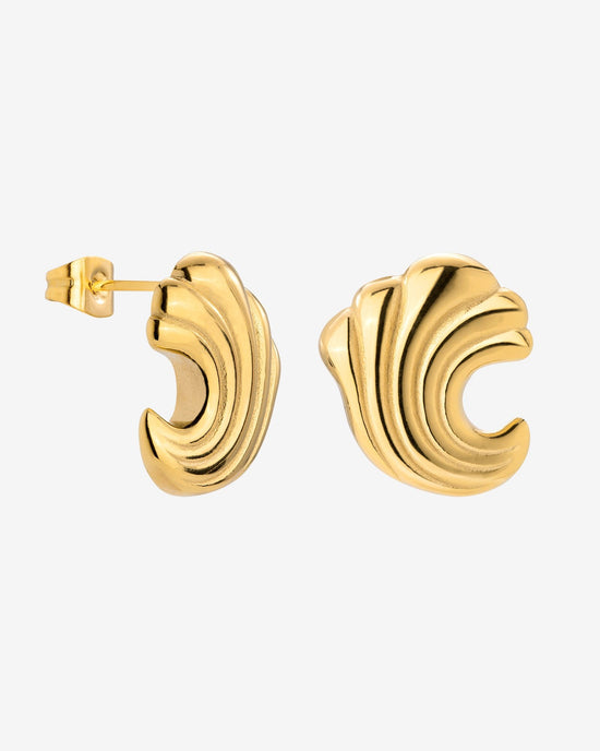 Bold Wave Studs Gold
