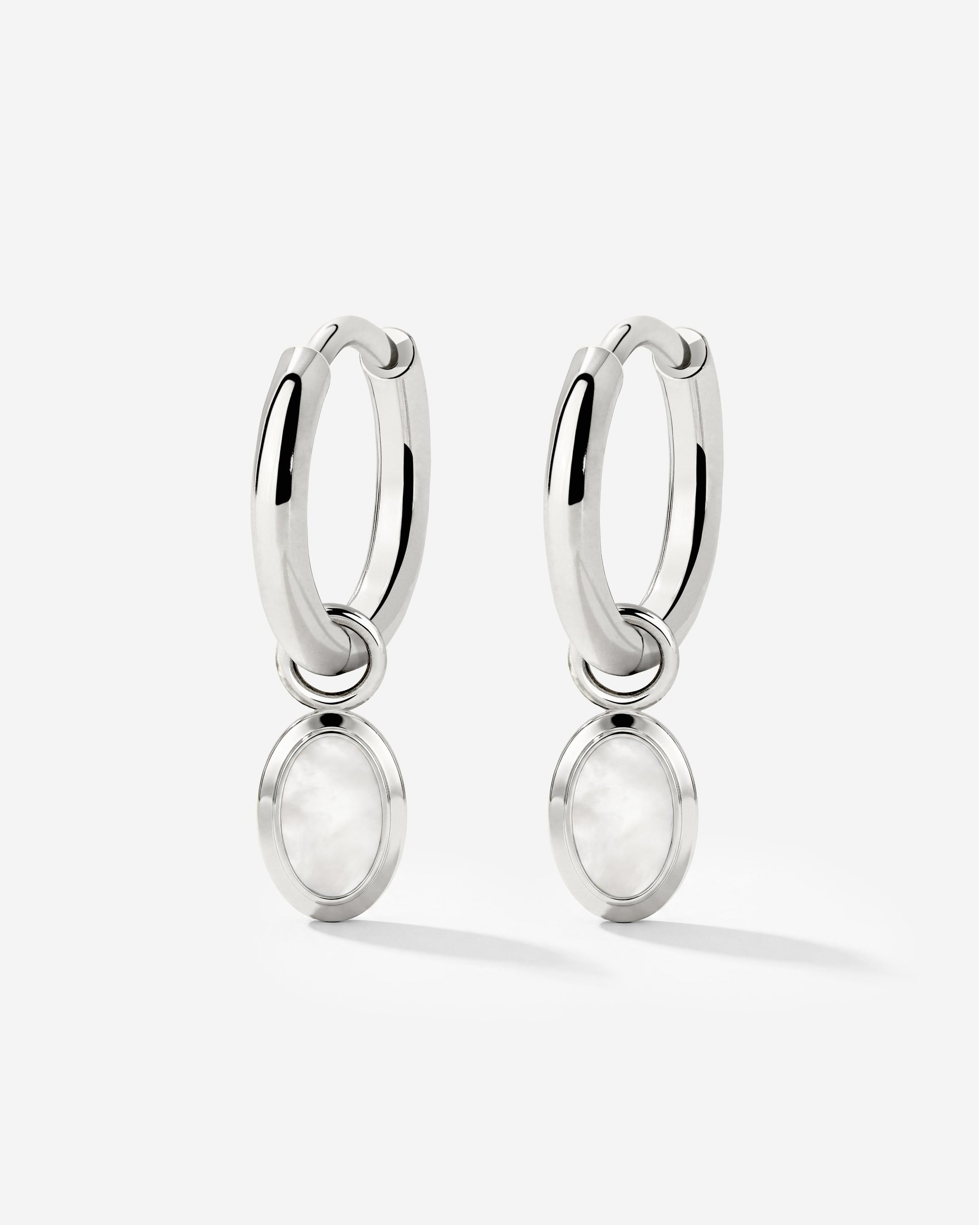 Mother of Pearls Hoop Set Silber