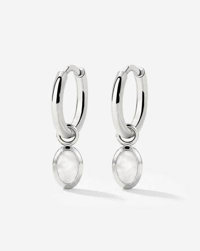 Mother of Pearls Hoop Set Silber
