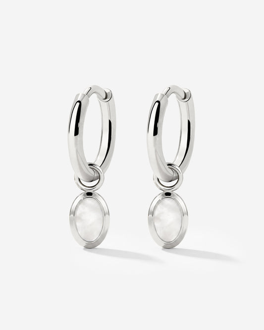 Mother of Pearls Hoop Set Silber