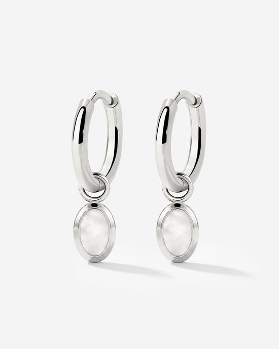 Mother of Pearls Hoop Set Silber