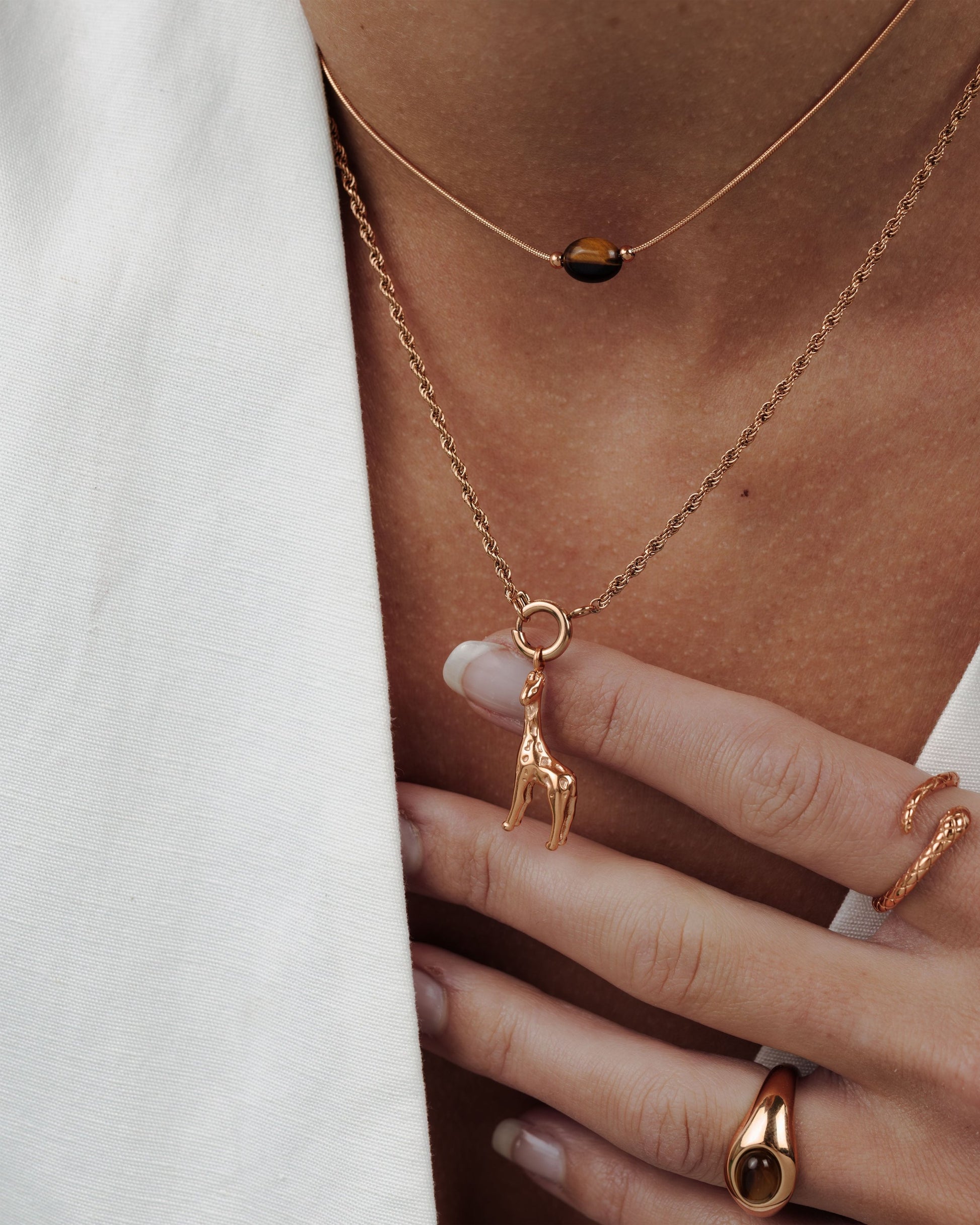 Giraffe Rope Chain Necklace Set Roségold