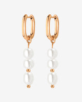 Triple Pearl Hoop Set Roségold