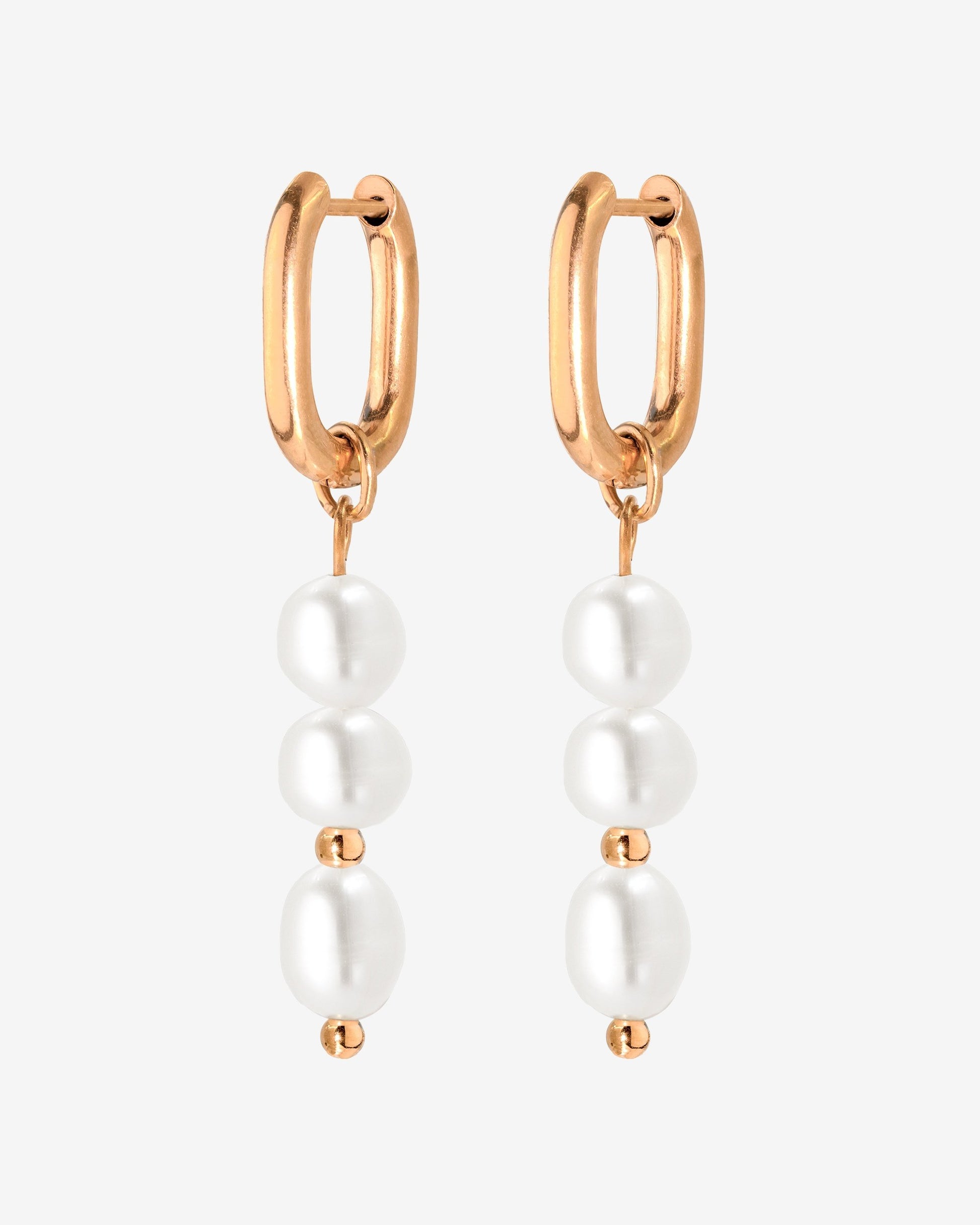Triple Pearl Hoop Set Roségold