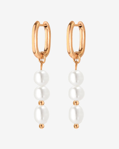 Triple Pearl Hoop Set Roségold