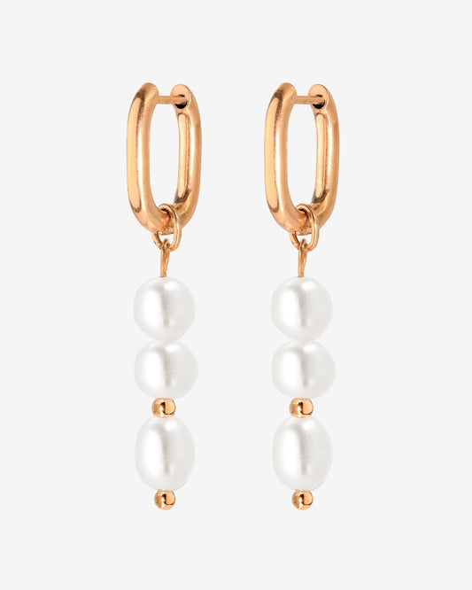 Triple Pearl Hoop Set Roségold